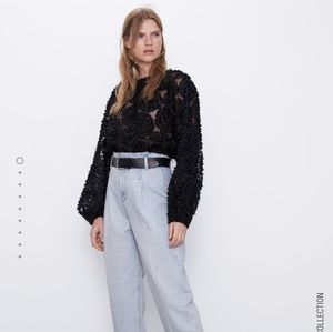 NWOT Zara black tulle top